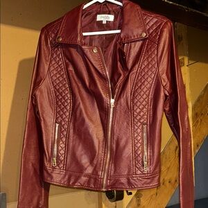 Charlotte Russe Maroon Quilted Leather Jacket